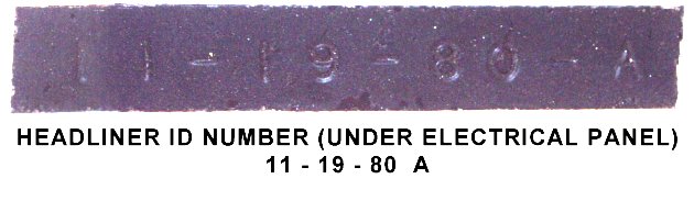 Headliner Identification Number